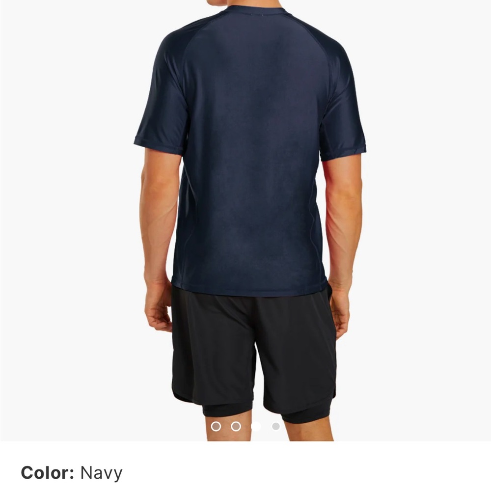 SPORTI UPF 50+ Swim Rash guard Comfort Fit Short Sleeve T-Shirt navy blue medium - Picture 2 of 7